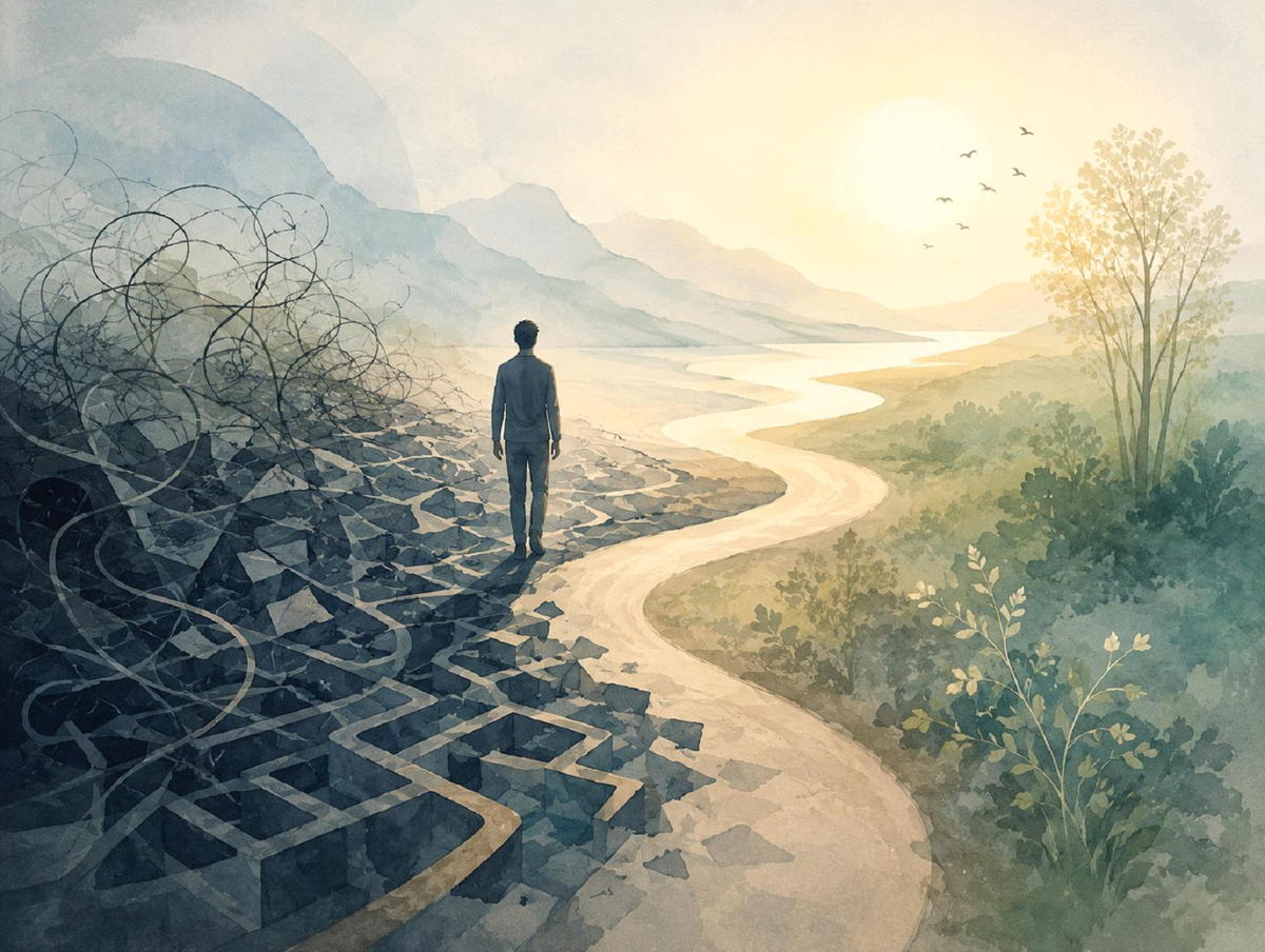 A winding path representing confusion and recovery